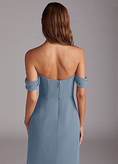 Azazie Saige Bridesmaid Dresses Dusty Blue A-Line Off the Shoulder Chiffon Convertible Dress image6