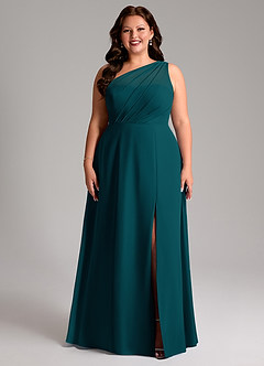 Azazie Phaedra Bridesmaid Dresses Pine A-Line One Shoulder Chiffon Dress image9