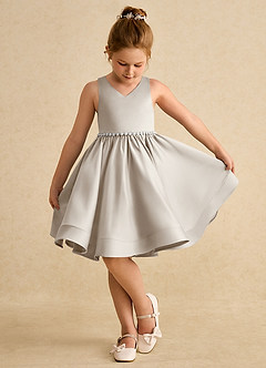 Azazie Julietta Flower Girl Dresses Frost Ball-Gown Convertible Tulle Dress image4