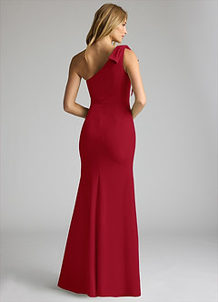 Azazie Rinna Bridesmaid Dresses Scarlet Mermaid One Shoulder Stretch Crepe Dress image2