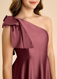 Azazie Penguin Junior Abito A-Line in Raso Elasticizzato Fiocco Merlot image7