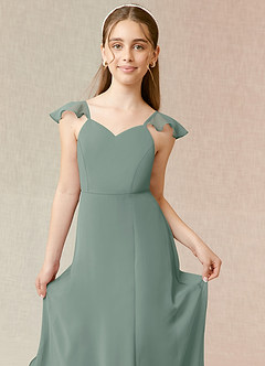 Azazie Everett Junior Silver Sage A-Line Chiffon Dress image5