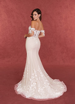 Azazie Evergarden Wedding Dresses Diamond White Champagne A-Line Sequins Tulle Dress image9
