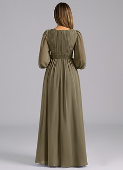 Azazie Palerma Bridesmaid Dresses Willow Green A-Line Long Sleeve Chiffon Dress image2