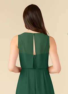 Azazie Marchioness Mother of the Bride Dresses Dark Green A-Line Scoop Pleated Chiffon Dress image6