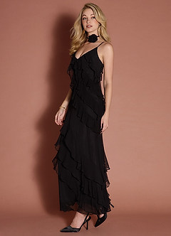 Ynez Black Ruffle Maxi Dress image2