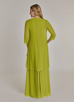 Azazie Manuella Mère de la mariée Robes Robe Trapèze en Mousseline de soie Col V plissé Citronnelle image2