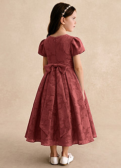 Azazie Princes Blumenmädchenkleider A-Linie Plissee Blumen-Burnout Kleid Terrakotta image2