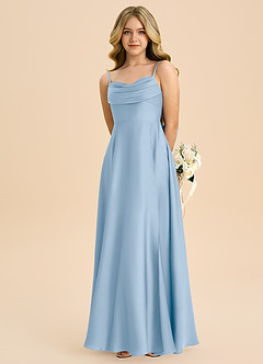 Azazie Bear Junior Powder Blue A-Line Sweetheart Neckline Stretch Satin Dress image6
