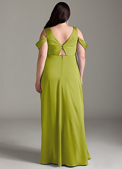 Azazie Rhea Robes de demoiselle d'honneur de maternité Robe Trapèze Épaule nue plissée Longueur ras du sol Satin extensible image9