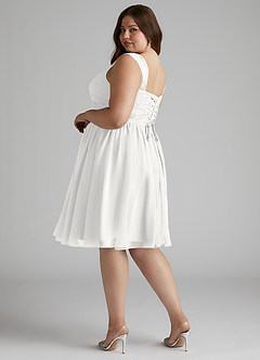 Azazie Angie Bridesmaid Dresses White A-Line Corset Chiffon Dress image8