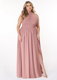 Azazie Iman Robes de demoiselle d'honneur Robe Trapèze en Mousseline de soie Ligne A froncée Rose Poussiéreuse image11