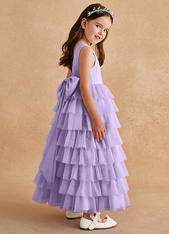 Azazie Twinkle Toes vestidos de niña de las flores Vestido de Lila de Tul de Corte En A con Lazo image5