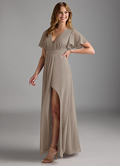 Azazie Zaniah Abiti da Damigella Abito A-Line in Chiffon Taupe image5