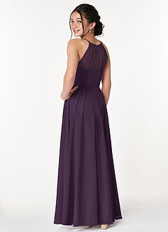 Azazie Ginger Junior Plum A-Line Pleated Chiffon Dress image2