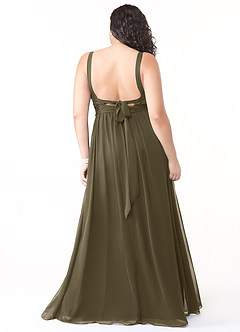 Azazie Aziza Bridesmaid Dresses Willow Green A-Line V-Neck Pleated Chiffon Dress image8