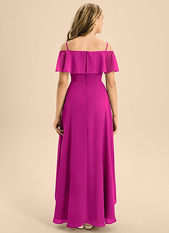 Azazie Maggie Junior A-Linie Schulterfrei Chiffon Kleid Fuchsia image2