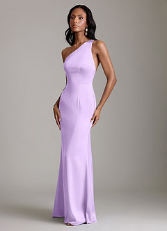 Azazie Voni Abiti da Damigella Abito Sirena in Raso Elasticizzato Monospalla Lilla image6