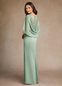 Azazie Hera Mother of the Bride Dresses Agave A-Line Lace Stretch Satin Dress image3