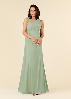 Azazie Franchesca vestidos de madre de la novia Vestido de Salvia Polvorienta de Chifón elástico de Sirena con Plisado image4