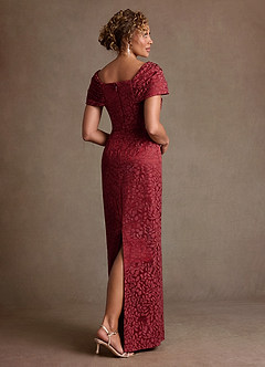 Azazie Atkins Mother of the Bride Dresses Cabernet Franc Column Off the Shoulder Floral Jacquard Dress image3