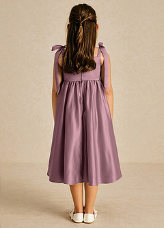 Azazie Chelsie Flower Girl Dresses Vintage Mauve A-Line Bow Matte Satin Dress image2