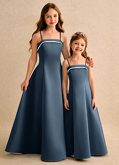 Azazie Izel Girls Formal Flower Girl Dresses Ivory Neptune A-Line Pleated Matte Satin Dress image2