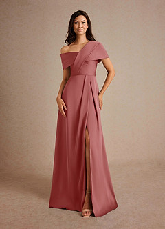 Azazie Milton Mère de la mariée Robes Robe Trapèze en Satin extensible Plissée Antique Rose image5