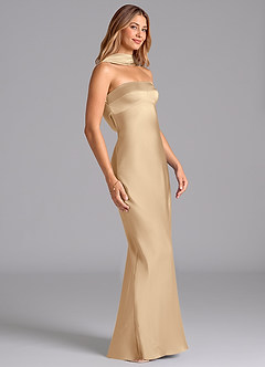 Azazie Lusinda 신부 들러리 드레스 인어 스트랩리스 스트레치 새틴 바닥 길이 드레스 image6