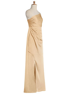Azazie Eren Junior Gold Sheath Pleated Stretch Satin Dress image6