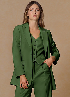 front Rowan Olive Refined Weave Performance 3-Piece Suit