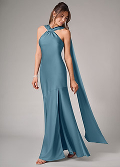 Azazie Kinsley Bridesmaid Dresses Bermuda Mermaid Side Slit Stretch Satin Dress image4