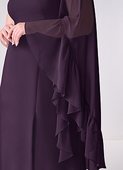 Barbie ♥ Azazie Bridesmaid Dresses Plum A-Line Long Sleeve Chiffon Dress image10
