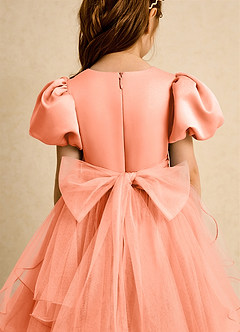 Azazie Cocoa Jurken voor bloemenmeisjes Baljurk Jurk van Tule Geplooid Zonsondergang image9