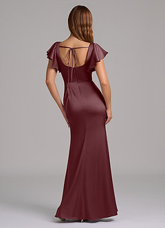 Azazie Elkie Brautjungfernkleider Meerjungfrau-Linie Rechteckiger Ausschnitt Stretch-Satin Kleid Sangria image2