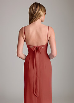 Azazie Mai Bridesmaid Dresses Terracotta Sheath Pleated Chiffon Dress image6