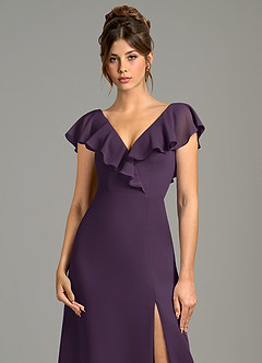 Azazie Kimmy Bridesmaid Dresses Plum A-Line Ruched Chiffon Dress image6