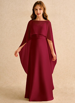 Azazie Fishie Junior Formal Robe Demoiselle D'honneur Fillette Robe Trapèze en Mat Satiné Bourgogne image5