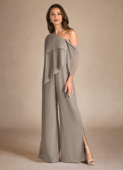 Azazie Halima Abiti per la Madre della Sposa Abito Tuta Pantaloni in Chiffon Spacco Laterale Taupe image6