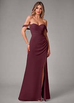 Azazie Haisley Bridesmaid Dresses Cabernet Sheath Off the Shoulder Chiffon Convertible Dress image3