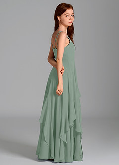 Azazie Karan Junior Dusty Blue A-Line Chiffon Dress image6