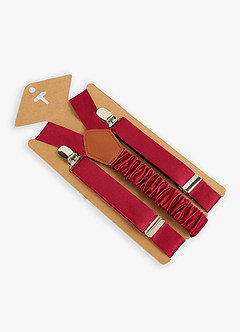 front Boy's Matching Matte Satin Bow Tie & Suspenders Set