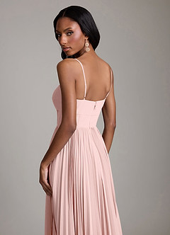 Azazie Akiko Abiti da Damigella Abito A-Line in Chiffon Scollo a Cuore Rosa Cipria image5