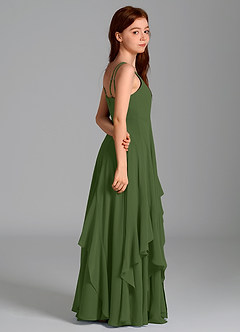 Azazie Karan Junior Olive A-Line Chiffon Dress image6