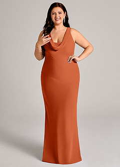Azazie Rylina Bridesmaid Dresses Burnt Orange Mermaid Pleated Chiffon Dress image10