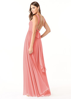 Azazie Dionne Bridesmaid Dresses Coral A-Line Corset Chiffon Dress image5