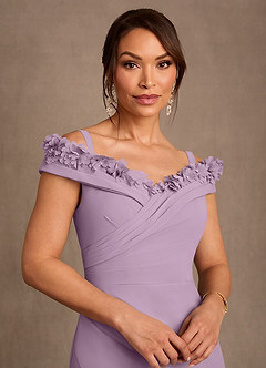 Azazie Jettie Mother of the Bride Dresses Wisteria Sheath Pleated Chiffon Dress image4