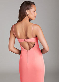 Azazie Leonis Bridesmaid Dresses Coral Sheath Strapless Mesh Convertible Dress image3
