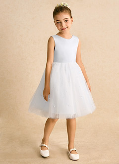 Azazie Esme Robe Demoiselle D'honneur Fillette Robe Princesse en Tulle Arc Blanc image7