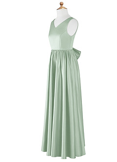 Azazie Hathaway Vestido de Agave de Satin Mate de Acampanado con Lazo image8